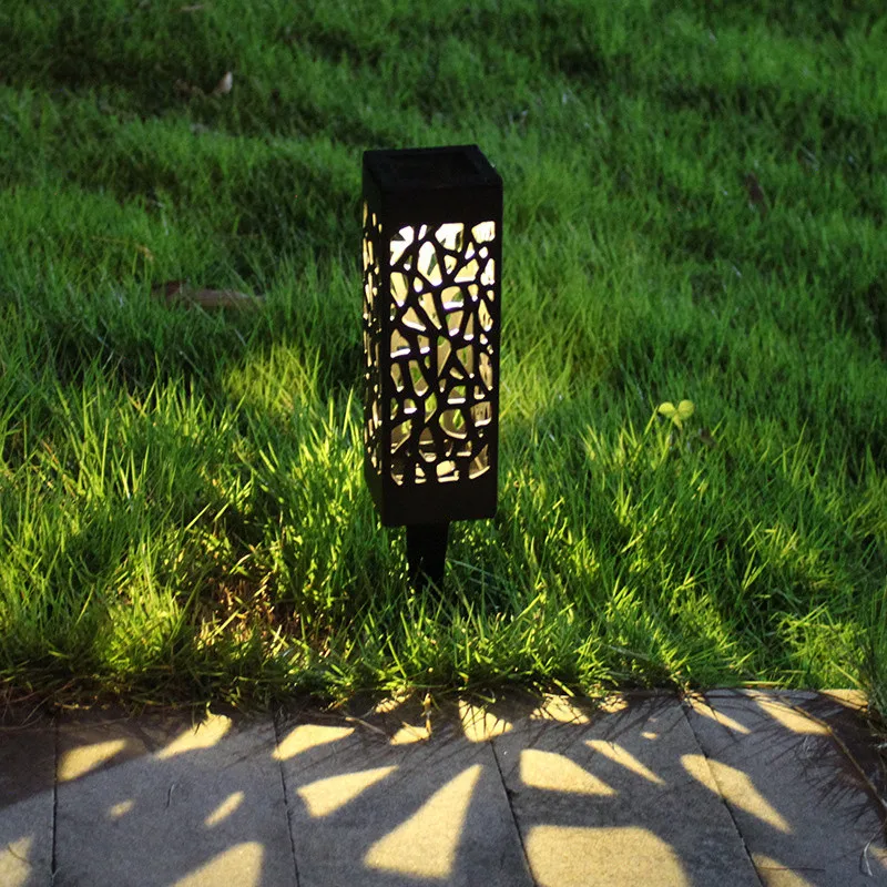 Outdoor Garden Decorative Hollow Lawn Landscape Lighting Stake Lamp Waterproof Led Solar Powered Walkway Pathway Lights