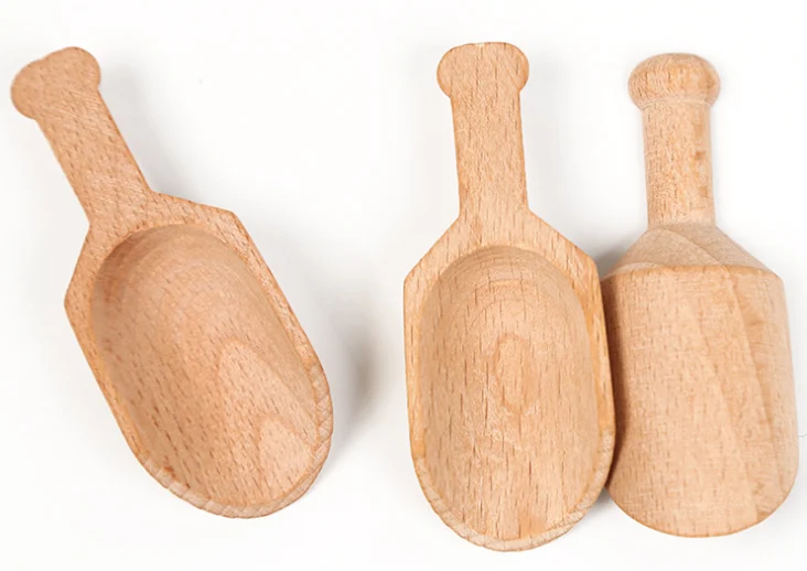 
Mini Wooden Kitchen Utensils Items Candy Flour Tea Coffee Spoon Bath Sugar Salt Measuring Scoop with Short Handle 