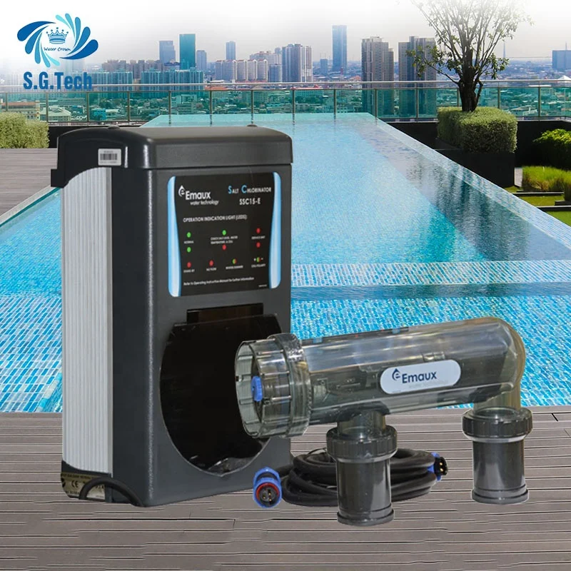 Salt water chlorinator system water crown electrolytic disinfection for swimming pool clear LED operation
