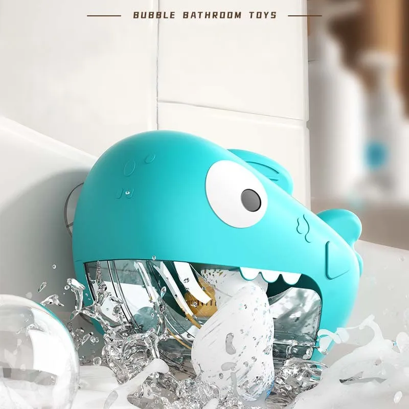 Cute Automatic Hanging Shark Baby Bath Bubble Toys Blowing Soap Bubble Bath Tub Toy For Toddler Bath-time