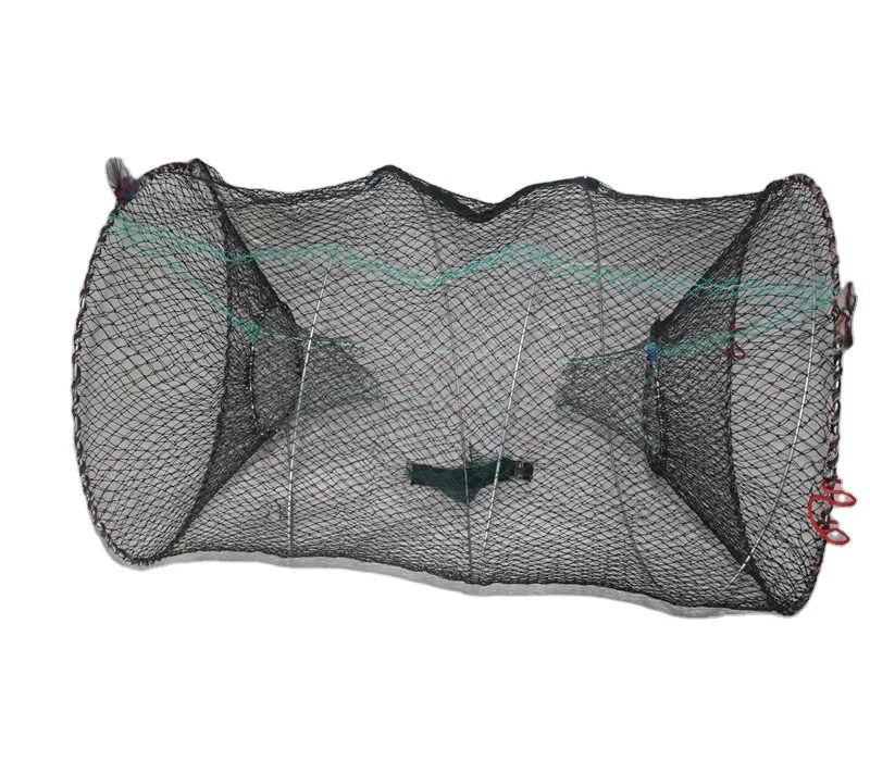2024 Wholesale Spring Cage PE Nylon Net Folding Plastic Coated Fish Cage Shrimp Crab Lobster Trap