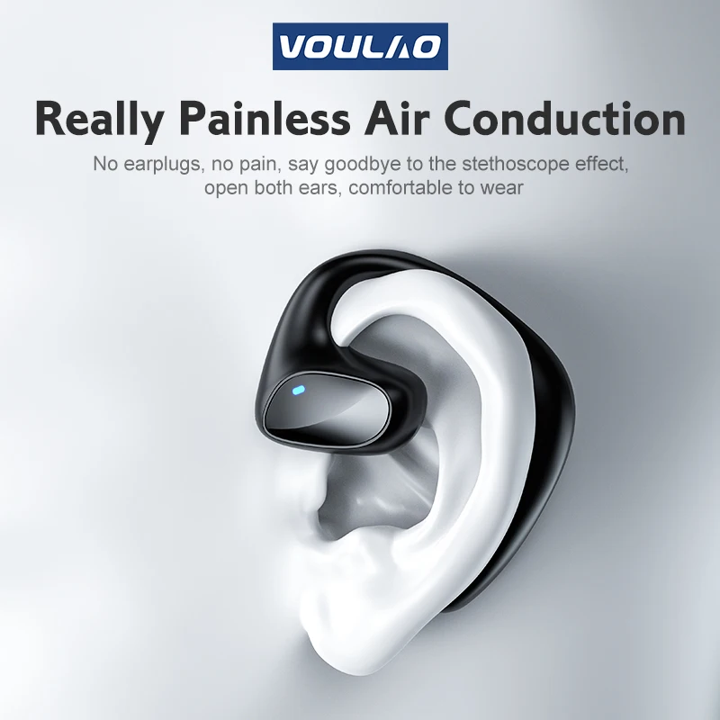 VOULAO Brand VL9 Outdoor Sport Earhook Headset Bluetooth Painless Air Conduction Headphone LED Digital Display TWS Phone Headset