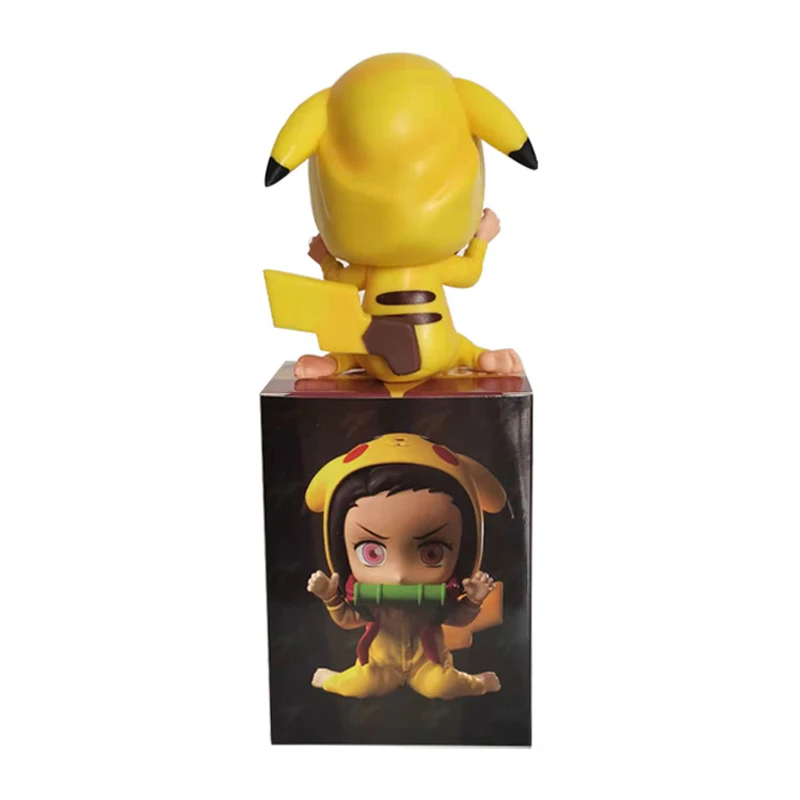Demon Slayer Action Figure Kamado Nezuko Pikachu Costume Q Version Model Anime Peripheral Desktop Ornament