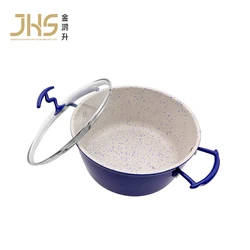 8pcs Blue White ceramic aluminum marmite aluminium nonstick kitchen pots and pans non-stick cooking pots cookware set with glass