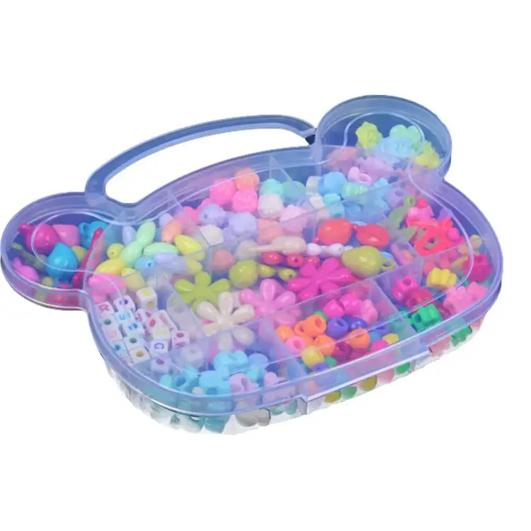 
DIY Bracelet Charm Bead Kit Girl Educational Bracelet Making Set Bear Head Children Beaded Toy DIY Handmade Girl Wear Necklace 