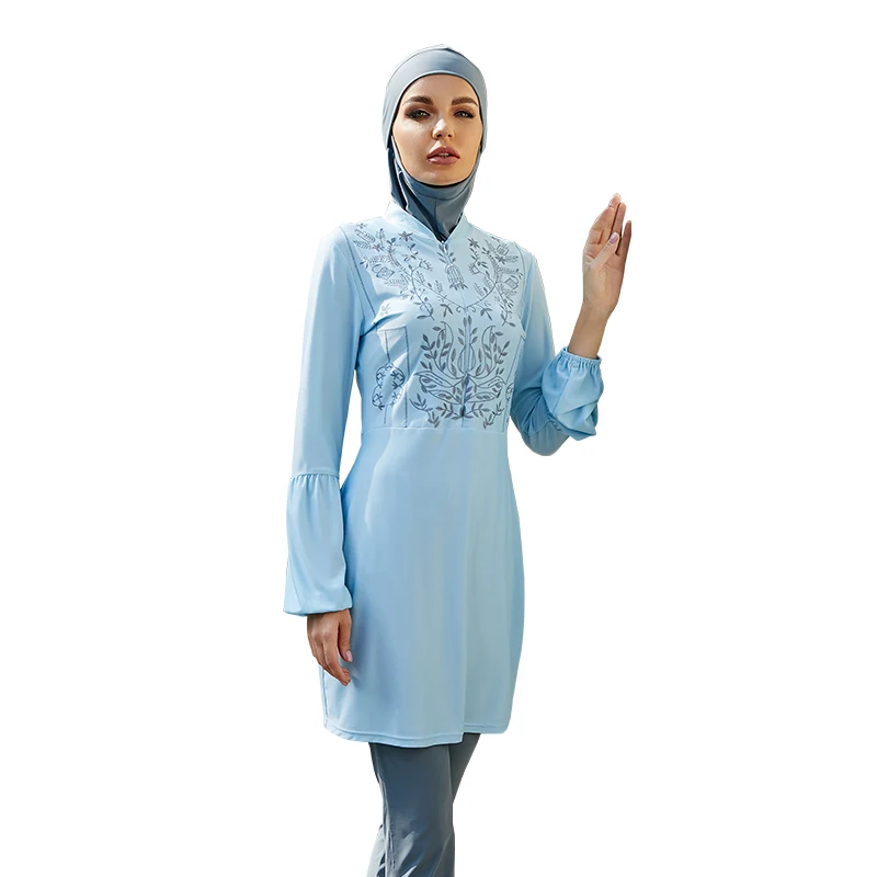 2023 burkinis muslim swimwear women Embroidered 3pcs elegant modest islamic swimsuit Sportswear