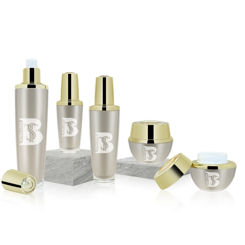 Luxury skincare packaging empty plastic acrylic cosmetic container spray bottles cream jar serum lotion pump bottle for cosmetic