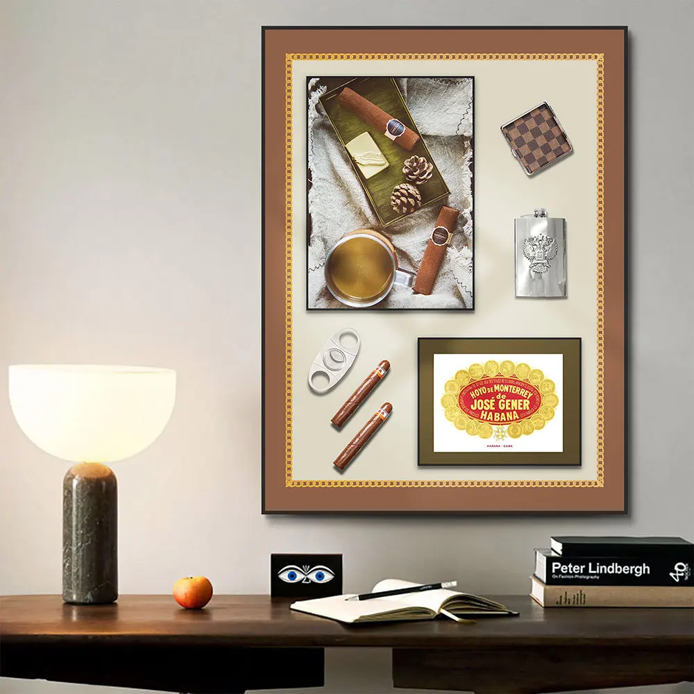 High Quality 3D Artistic Cigar Painting Modern Design Wall Murals Coffee Shops Restaurants Premium Interior Hanging Decoration