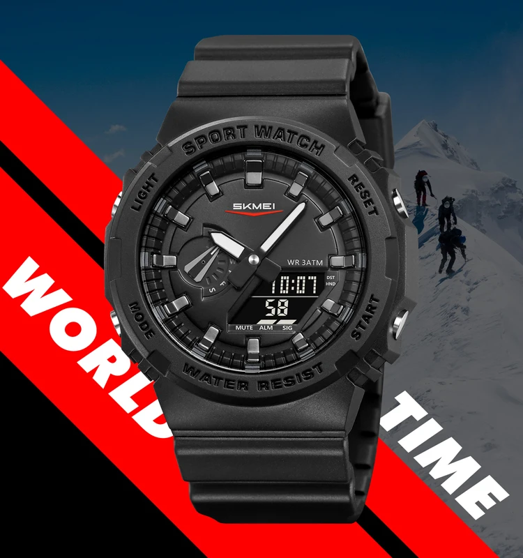Relojes Para Hombre SKMEI 2351 Dual Display 5 Alarm Analog Digital Wrist Watch Daylight Saving Time