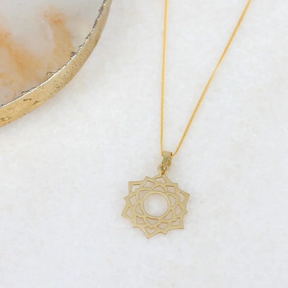 Dainty chakra pendant choker necklace 18k gold plated Hollow Energy jewelry Tarnish free waterproof stainless steel necklace