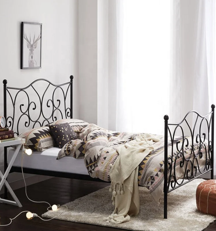 
Latest Bedroom Furniture Luxury Bed Design Portable Iron Frame Bed Price 