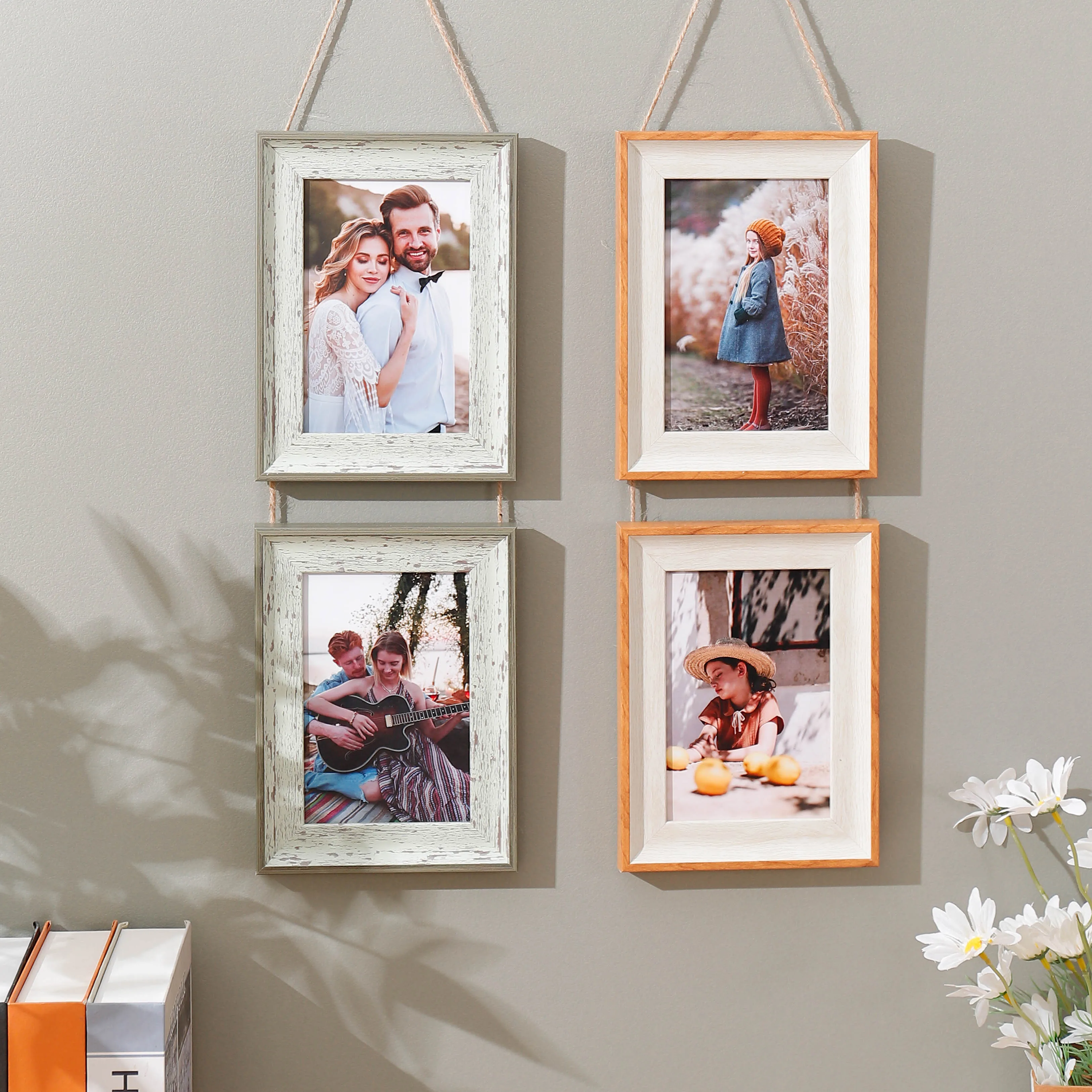 1P wooden picture frame vertical version 6 inch photo hanging picture frame Home office wall decoration picture frame