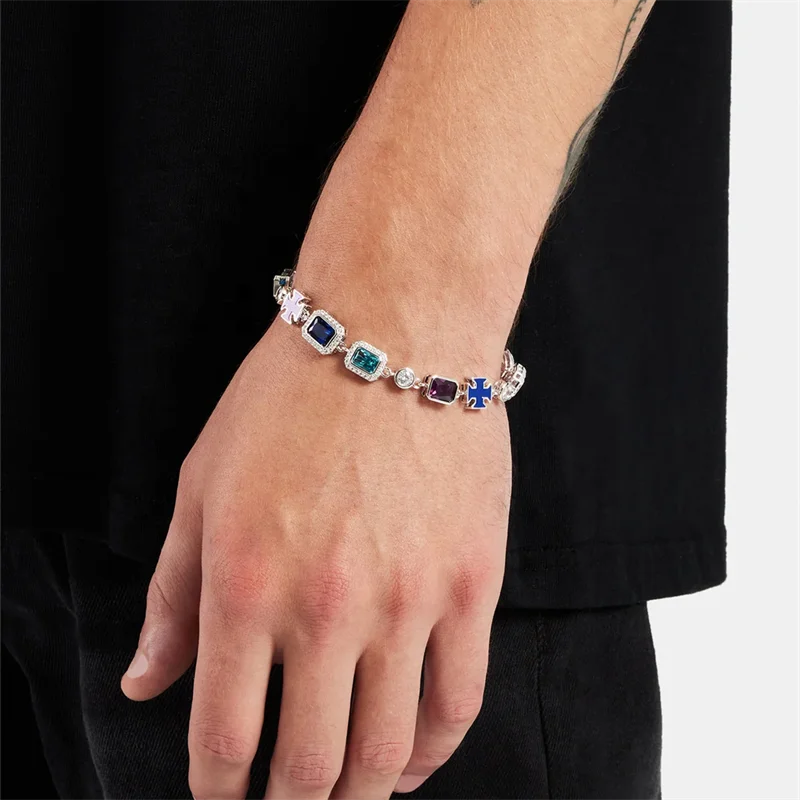 New Arrival  Fashion Jewelry Men Stree Fashion Icd Out 5A Cz Multi Color Gemstone Hip Hop Mutif Necklace