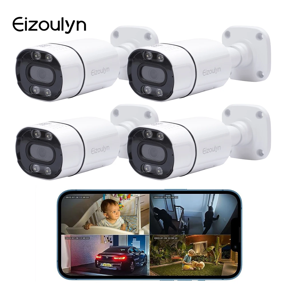 Eizoulyn home security Long Range Wireless outdoor CCTV Camera System 5mp 8ch screen NVR kit cameras