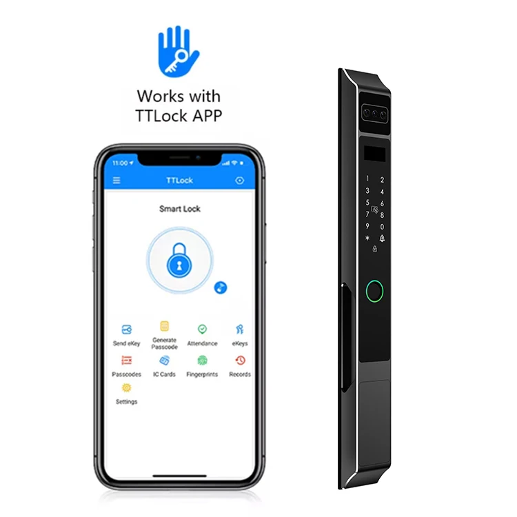 IP65 Multifunction Digital Password Identify Outdoor Electronic Front Door Lock Biometric Fingerprint TTlock App Smart Door Lock