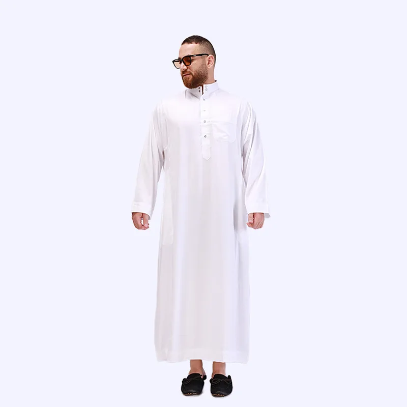 Jinteng Traditional muslim robe white oversized ethnic clothing classic islamic white long sleeve thobe hot sale clothing