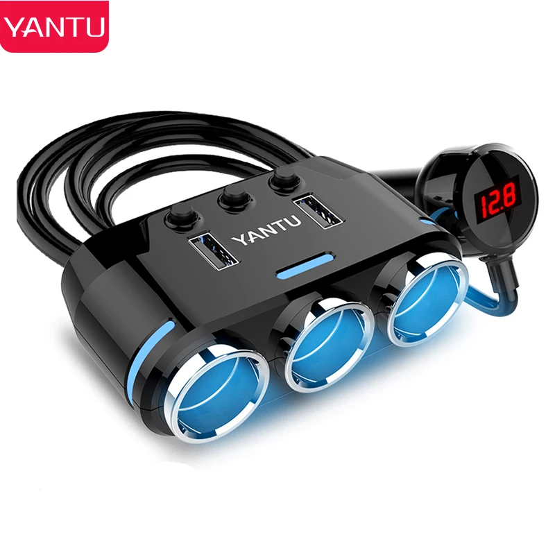 YANTU  New Waterproof USB Car Charger Socket with Voltage Display B39 Famous Hot Sale Good Quality Car Cigarette Lighter Adapter