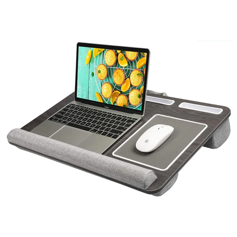 
Portable computer table laptop desk with built in cushion light laptop and printer lap table 