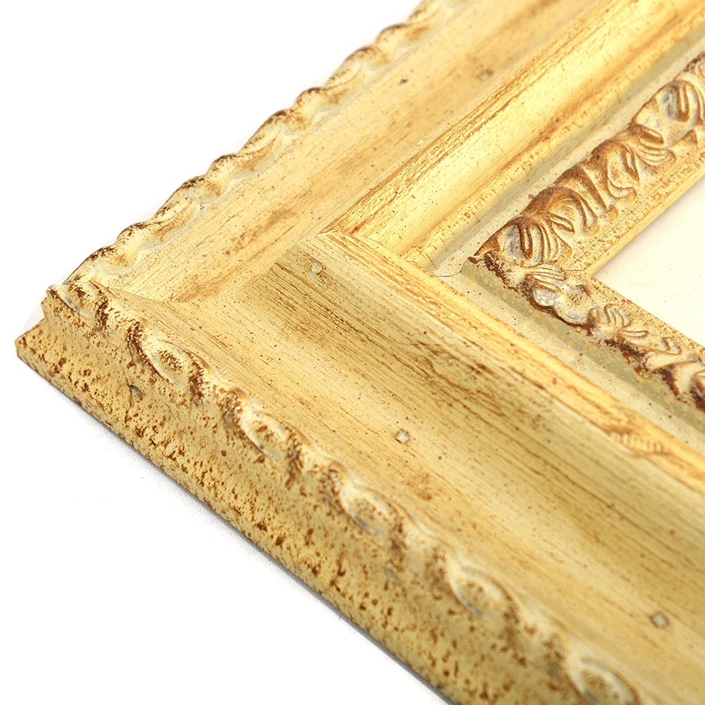 Classical Decor Artwork Solid Wood Frame Ornate Log Color and Gold Color Solid Wood Frame