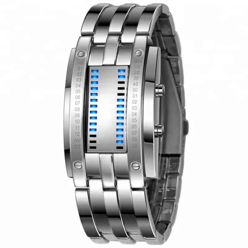 Korean Version Electronic Watch Novelty Two-Line Binary Fashion LED Display Digital Wristwatch For Women Men