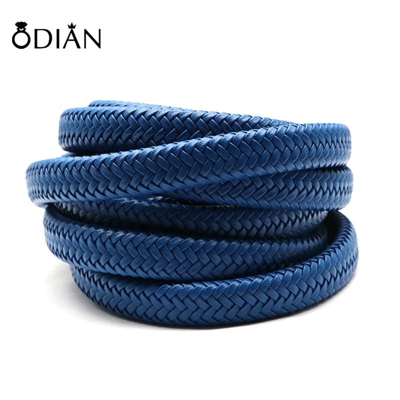 Fashion Jewelry Wide Braid Leather Rope Braid Leather Flat Cord for 12*6mm bracelets Making Rope for DIY