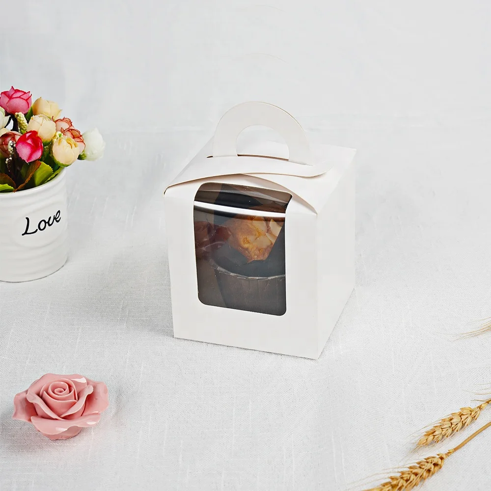 Custom Printed 2 4 6 12 Holes Wedding Christmas Baking Packaging Boxes Mini With Window Paper Cupcake Transparent Boxes