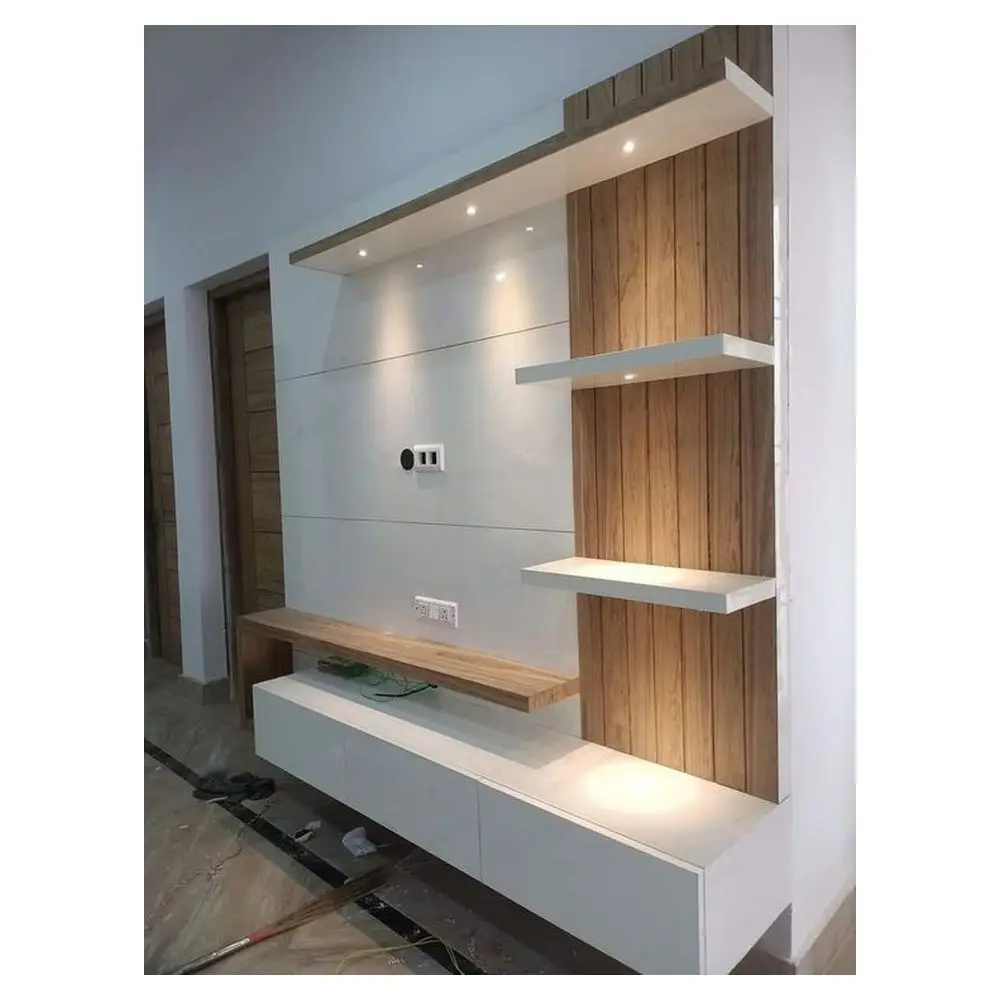 Prima   Showcase Living room Led television showcase white modern high gloss TV stand plywood cabinet