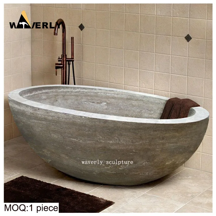 European Style Modern Outdoor Natural Stone Bathtub Hotel Villa Bathroom Freestanding Stone Bathtub High Quality Marble Bathtub