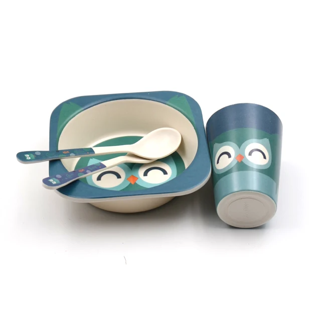  Bamboo Baby Plate Flatware Safe And Tableware For Children Cutlery Fiber Feeding