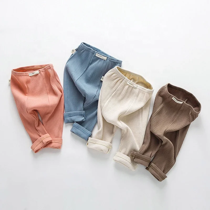 
Straight Pants Warm Cotton Leggings Autumn Bottoms Trouser Rib Knit Baby Pants 
