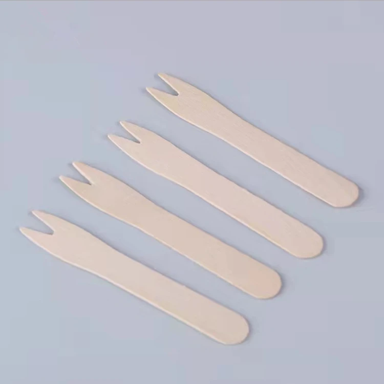 Bulk Sale Biodegradable 85mm Mini Disposable Wooden Forks For Fruit Salad Cocktails Cake Fork