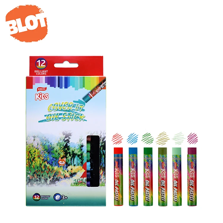 BLOT BROP80006 Multi Color Safty Kids Painting Drawing Wax Crayon, Oil Pastel Crayon Set