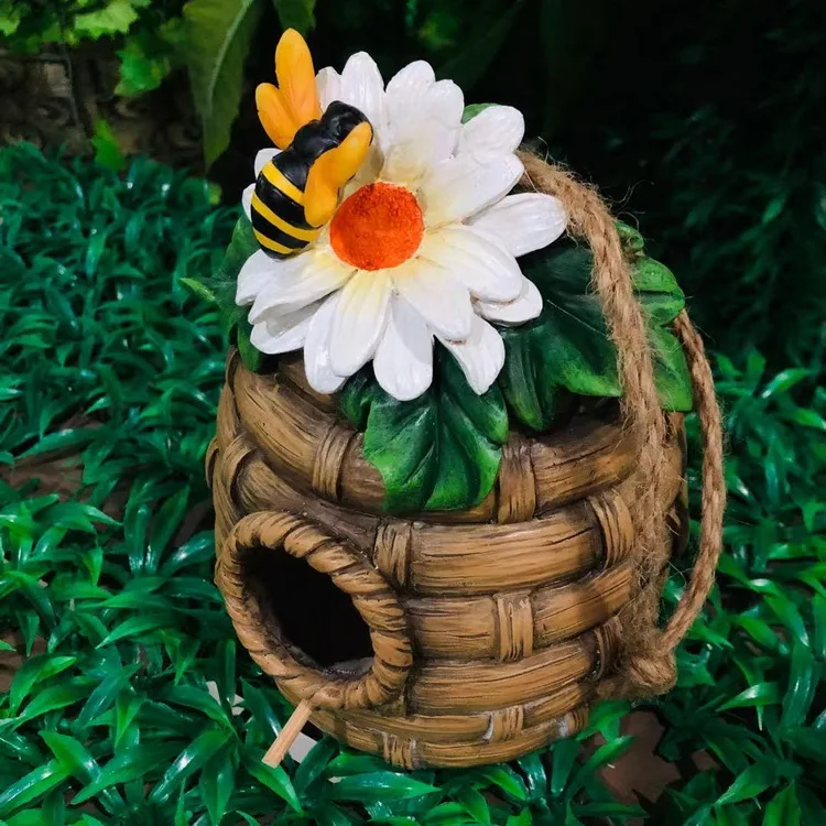 Resin Colorful Hanging Tree Bird House Cage Handpainted Birdhouse Custom Birdhouses Garden For