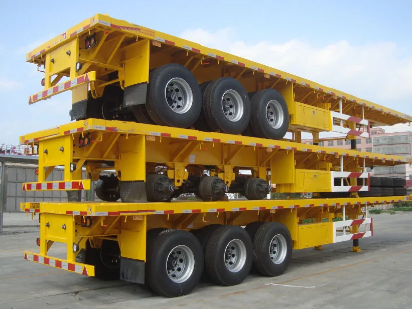 12 wheels heavy duty low bed semi trailer 3axles 50t 40hq container trailer