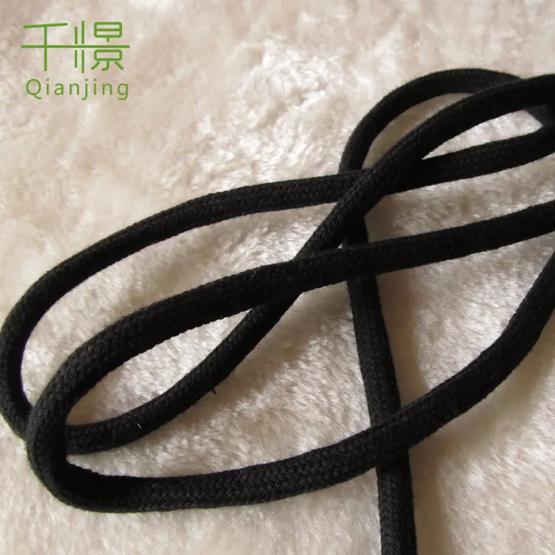 RC03 Manufacturer hot selling clothing accessories drawstring 6mm black terylene encryption core round rope
