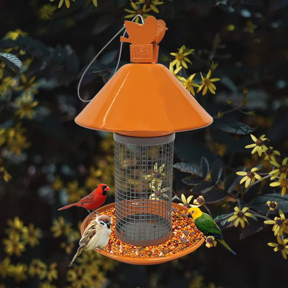 High quality mushroom shaped metal mesh tube bird feeder for outdoor wild birds