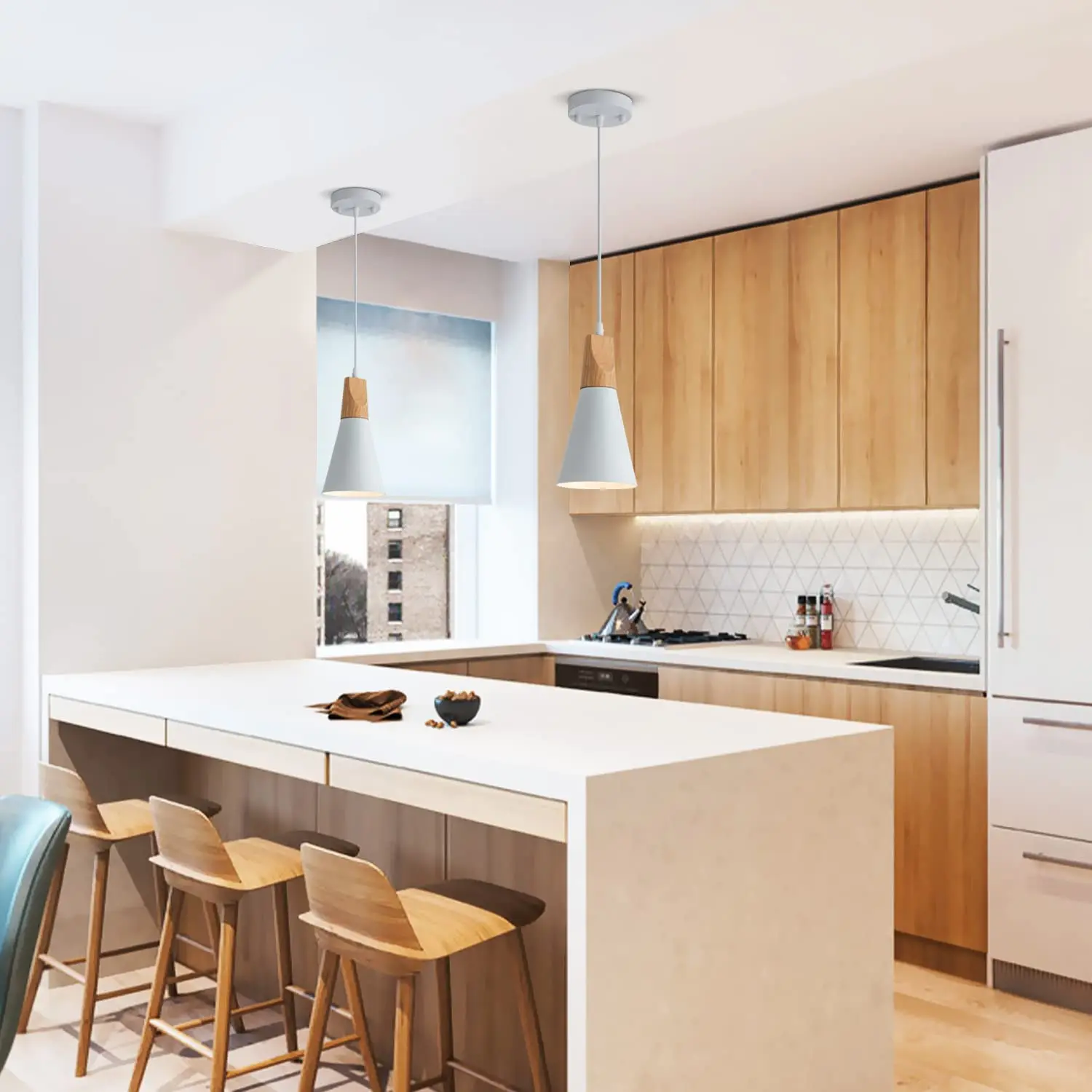 OEM ODM factory direct sell simple luxury style wood metal bulb pendant chandelier indoor lighting lamp for decor