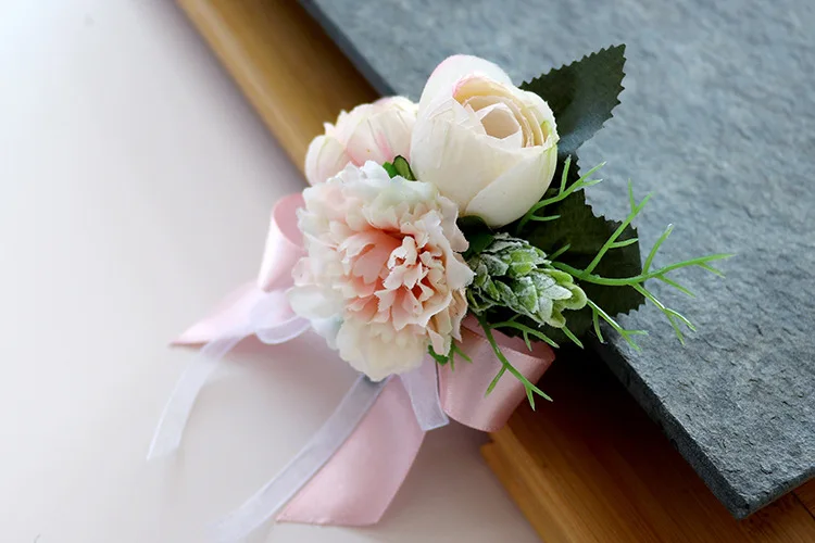  YBL02-487 искусственный цветок корсаж и розовое Наручные искусственные цветы для свадьбы