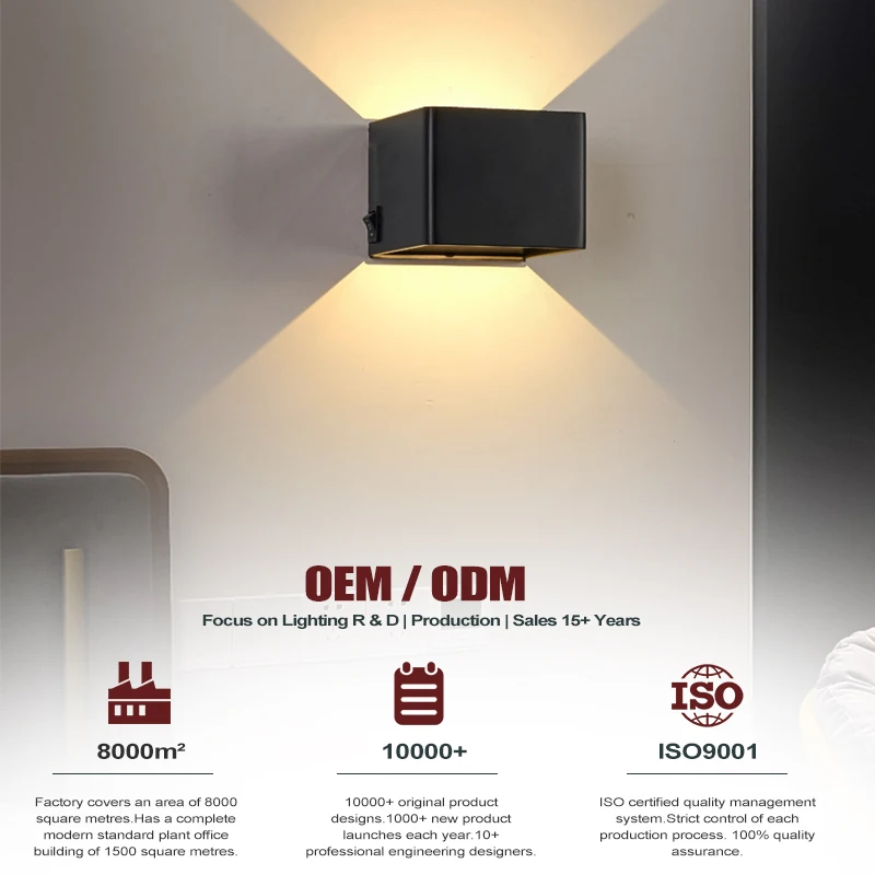 Ip20 Plastic Abs Adjustable Black Rechargeable Indoor Wall Lights Bedside Lamp Interior Wall Lights For Home