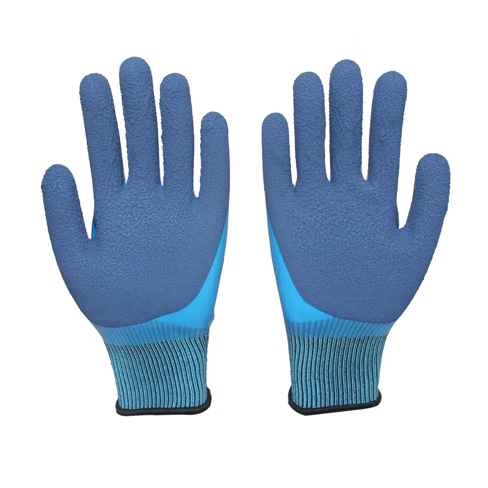 Fully nitrile coating waterproof guantes con nitrilo hand protection scrub latex foam coated work safety gloves
