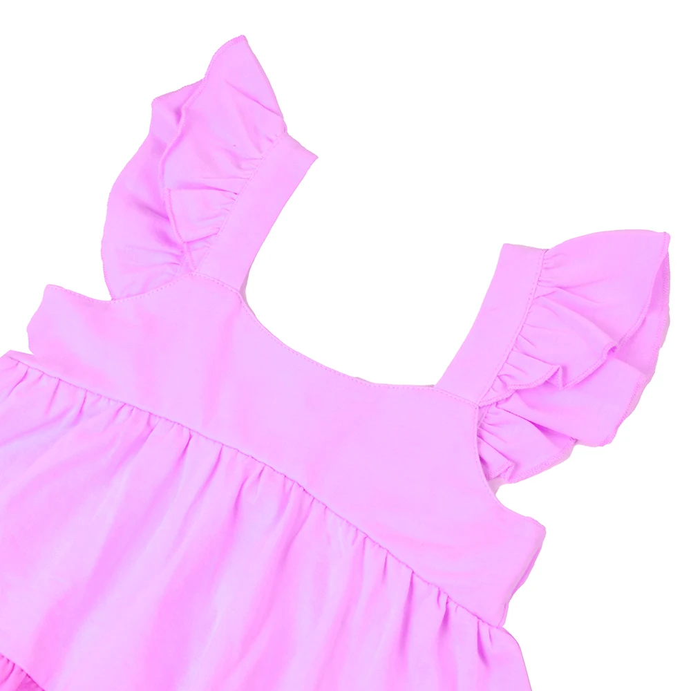 Toddler Girls Spaghetti Strap Midi Dress Flutter Sleeve Knit 95% Cotton and 5% Spandex 100% Cotton Tiered Dresses