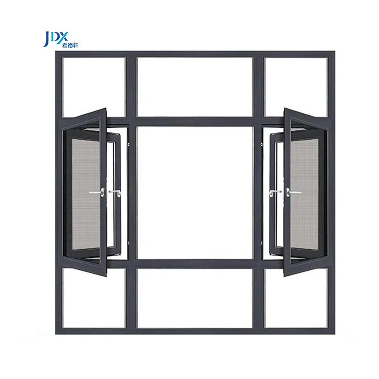 European Standard Triple Pane Champagne Kpx05 German Hardware 3 Panel Tilt And Turn Window Aluminum Casement Windows