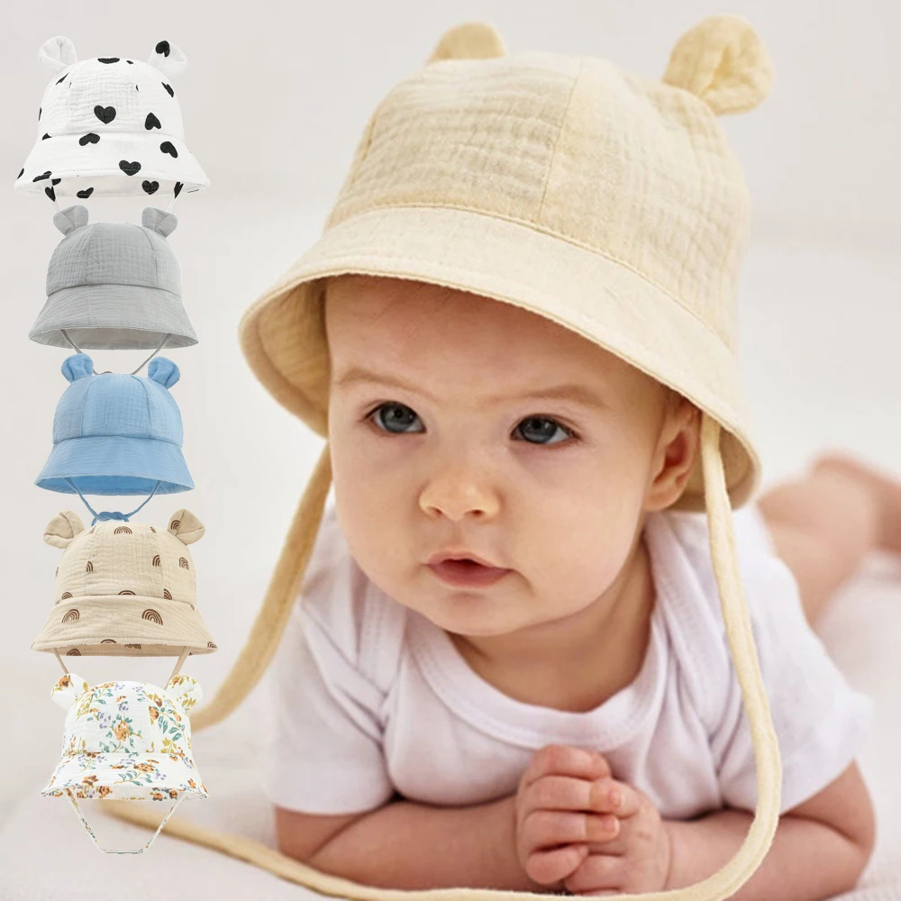 Хлопковые шляпы унисекс разных цветов с ушками