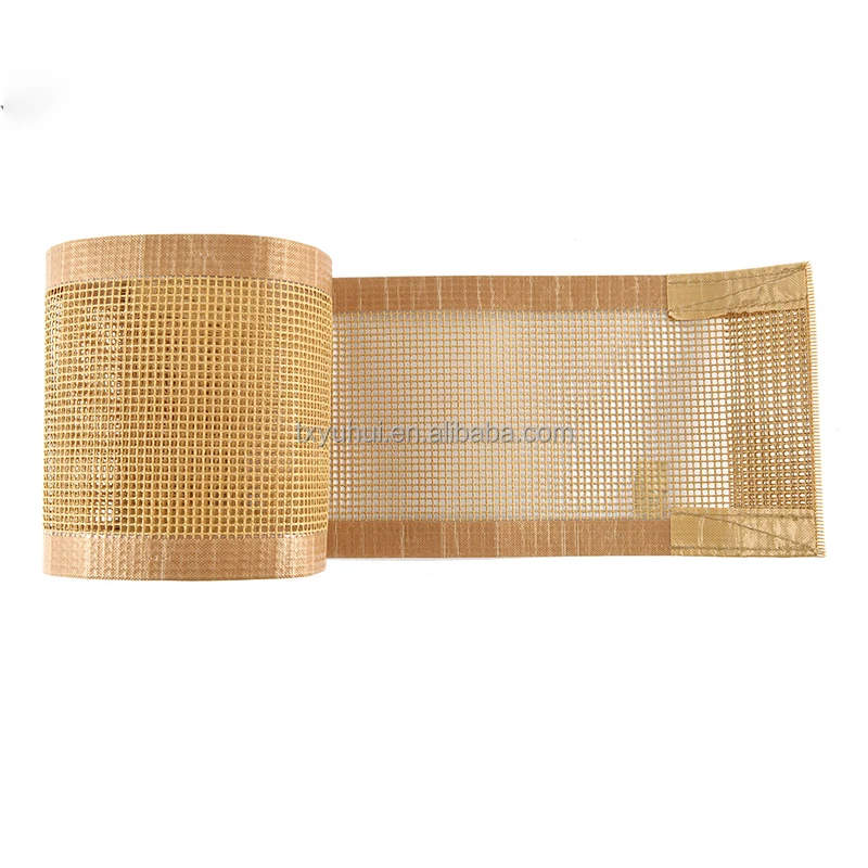 Customized Mesh Hole Microwave Drying PTFE coated Aramid Mesh Conveyor Belt