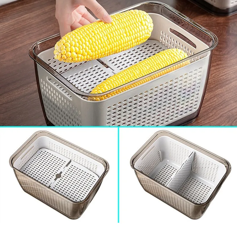 Multifunctional Plastic Kitchen Vegetable Basket Storage Organizer Stackable Refrigerator Baskets with Lids