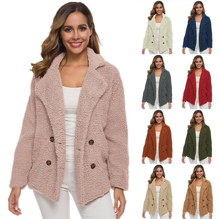 
Womens jacket and coats hot models European and American lamb wool sweater lamb down plush ladies jacket women 