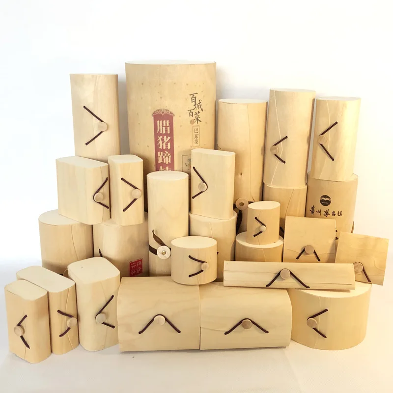 High Quality Low Price Christmas Gift Packaging Soft Wood Birch Bark Chocolate Candy Macarons Glasses Wooden Storage Box