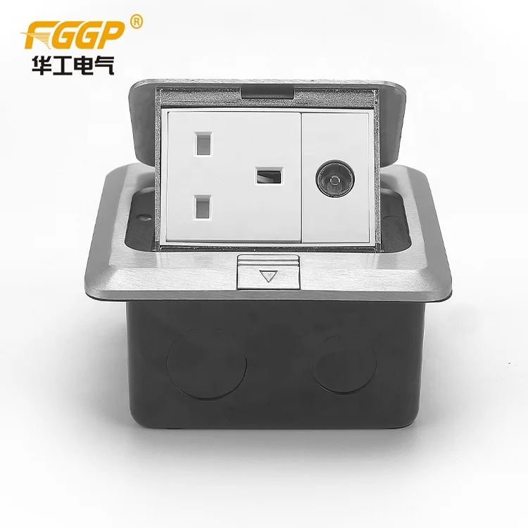3 pin 110V 220V 13A 16A vga floor power socket box outlet with HDM charger