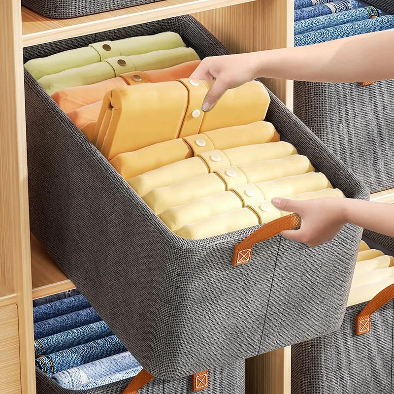 Household Clothes Organizer Washable Wardrobe Drawer Organizer For Clothes Jeans Panty Closet Storage Bins Cube with Handle