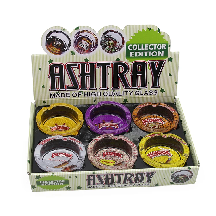 Hot Selling Different Designs Round Shape 85MM Glass Ashtray Custom Logo Cigar Ash Tray Wholesale